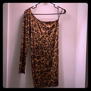 One Sleeved Leopard Dress